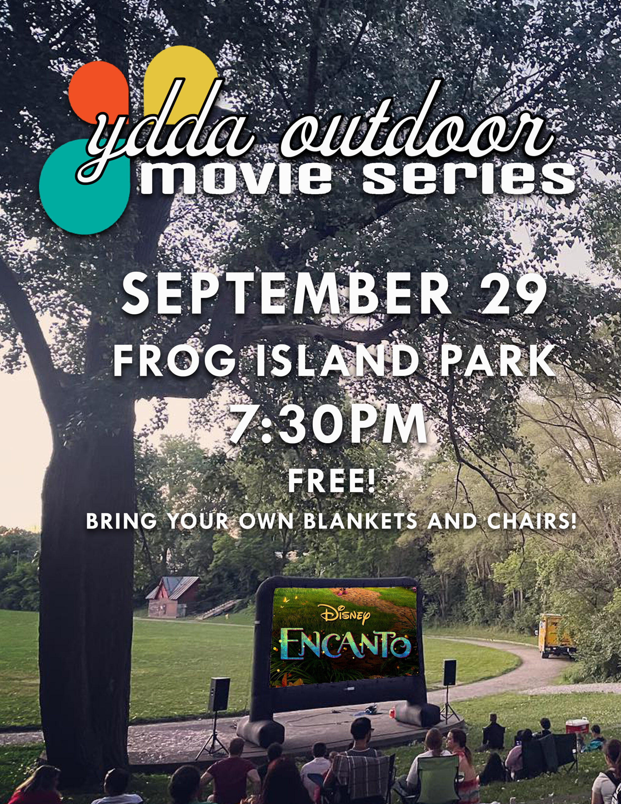 Encanto on the screen at frog island park
